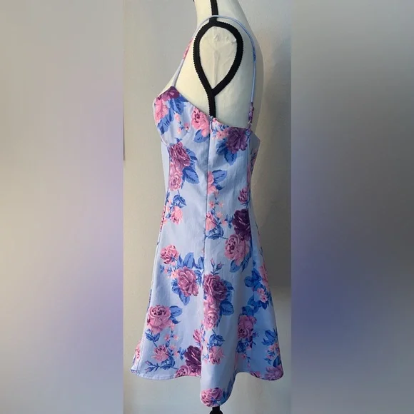 ZARA V-neck Floral Print Mini Dress Size Large - Picture 11 of 14